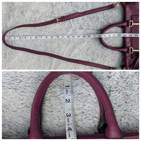 Dot Dash Vegan Leather Satchel Top Handle & Crossbody Strap Purple - Picture 16 of 16